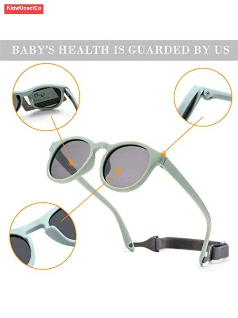 Toddler Polarized Sunglasses with Flexible TPEE Frame and Strap